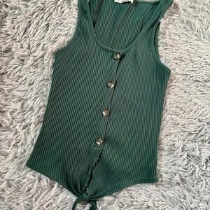 Moss Green Cottage Core Witchy Whimsygoth Earthy Forest Grunge Ribbed Tank